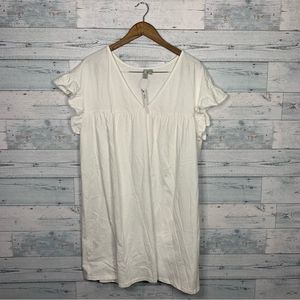 ASOS White Ruffle Sleeve Babydoll Dress Size 10